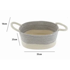 CESTO PORTA BIANCHERIA OGGETTI CORDA INTRECCIATA OVALE MANICI 35X25X16 CM 10679