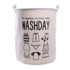 CESTO PORTA BIANCHERIA PIEGHEVOLE IN STOFFA BICOLOR CON MANICI 41 X 23 X 56 CM