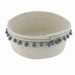 CESTO PORTA OGGETTI PER BIANCHERIA IN CORDA PON PON GRIGI CESTINO 22X9.5CM 10670