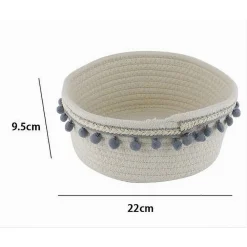 CESTO PORTA OGGETTI PER BIANCHERIA IN CORDA PON PON GRIGI CESTINO 22X9.5CM 10670