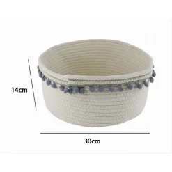 CESTO PORTA OGGETTI PER BIANCHERIA IN CORDA PON PON GRIGI CESTINO 30X14 CM 10671