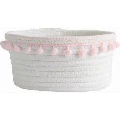 CESTO PORTA OGGETTI PER BIANCHERIA IN CORDA PON PON ROSA CESTINO 22X9.5 CM 10666