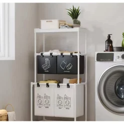 CESTO PORTABIANCHERIA ORGANIZER PER LAVANDERIA VESTITI DECORAZIONE BAGNO CON RUOTE