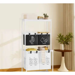 CESTO PORTABIANCHERIA ORGANIZER PER LAVANDERIA VESTITI DECORAZIONE BAGNO CON RUOTE