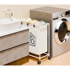 CESTO PORTABIANCHERIA PER LAVANDERIA CON SCOMPARTI ORGANIZZARE I TESSUTI VESTITI