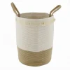 CESTO PORTABIANCHERIA SPORCA IN CORDA INTRECCIATA BORSA CON MANICI 35X45CM 10657