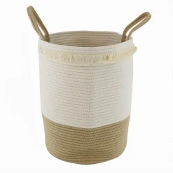 CESTO PORTABIANCHERIA SPORCA IN CORDA INTRECCIATA BORSA CON MANICI 35X45CM 10657