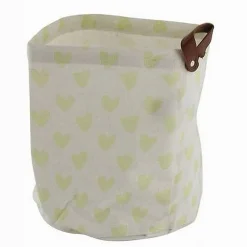 CESTO PORTAOGGETTI CUORI GIALLI IN TESSUTO CON MANICO BAGNO CUCINA 25X28CM 10611