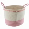 CESTO PORTAOGGETTI PER BIANCHERIA IN CORDA PON PON ROSA CON MANICI 50X35CM 10669