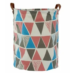 CESTO SACCO PORTA BIANCHERIA BAGNO PIEGHEVOLE MANICI TESSUTO ROMBI 40X50CM 10524