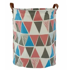 CESTO SACCO PORTABIANCHERIA BAGNO PIEGHEVOLE CON MANICI IN TESSUTO ROMBI 10523