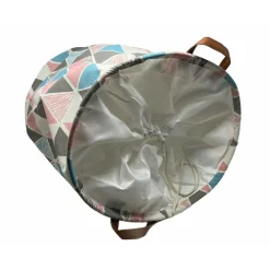 CESTO SACCO PORTABIANCHERIA BAGNO PIEGHEVOLE CON MANICI IN TESSUTO ROMBI 10523