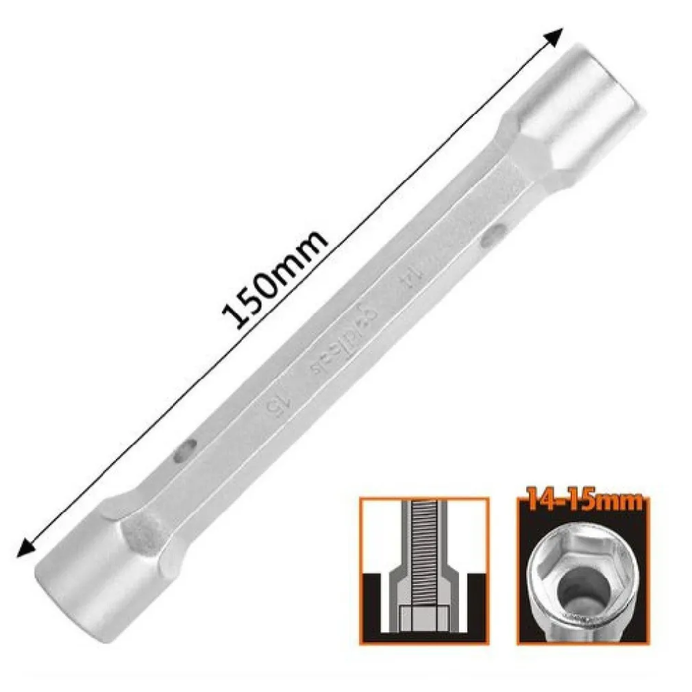 CHIAVE A BUSSOLA TUBO ESAGONALE DA 150 MM DOPPIE BOCCHE ESAGONALI 14-15 MM 97551