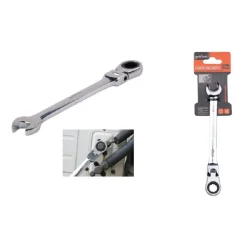 CHIAVE A CRICCHETTO COMBINATA 12MM TESTA PIEGHEVOLE CROMO VANADIO UTENSILE 91734