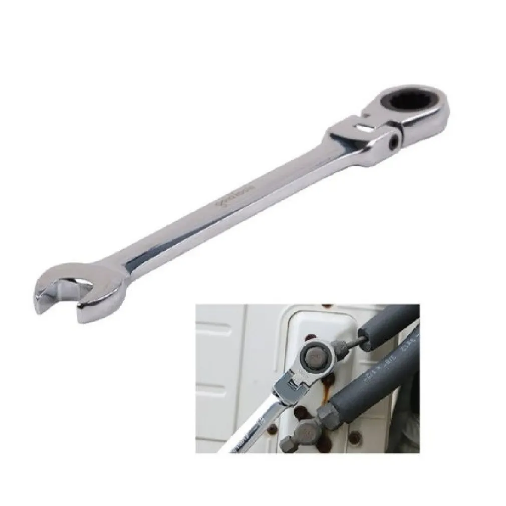 CHIAVE A CRICCHETTO COMBINATA 8 MM TESTA PIEGHEVOLE CROMO VANADIO UTENSILE 91730