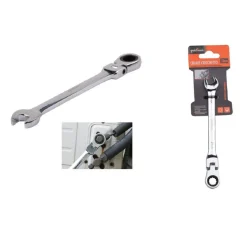 CHIAVE A CRICCHETTO COMBINATA 10MM TESTA PIEGHEVOLE CROMO VANADIO UTENSILE 91732