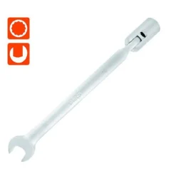 CHIAVE COMBINATA 15MM FISSA E A BUSSOLA POLIGONALE CON SNODO CROMO VANADIO 97563