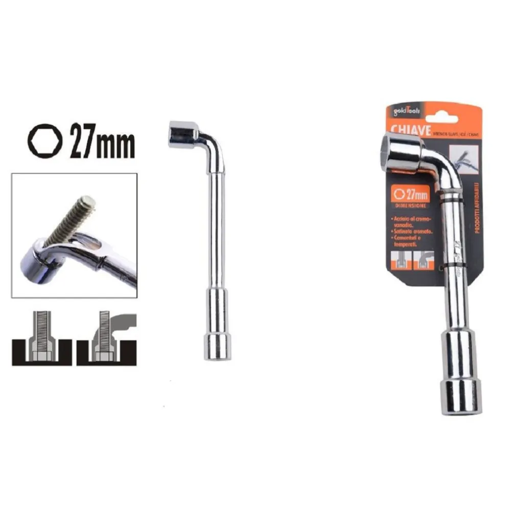 CHIAVE TIPO L BUSSOLA 27MM BOCCA ESAGONALE CROMO VANADIO ACCIAIO 91633 FERRAMENTA