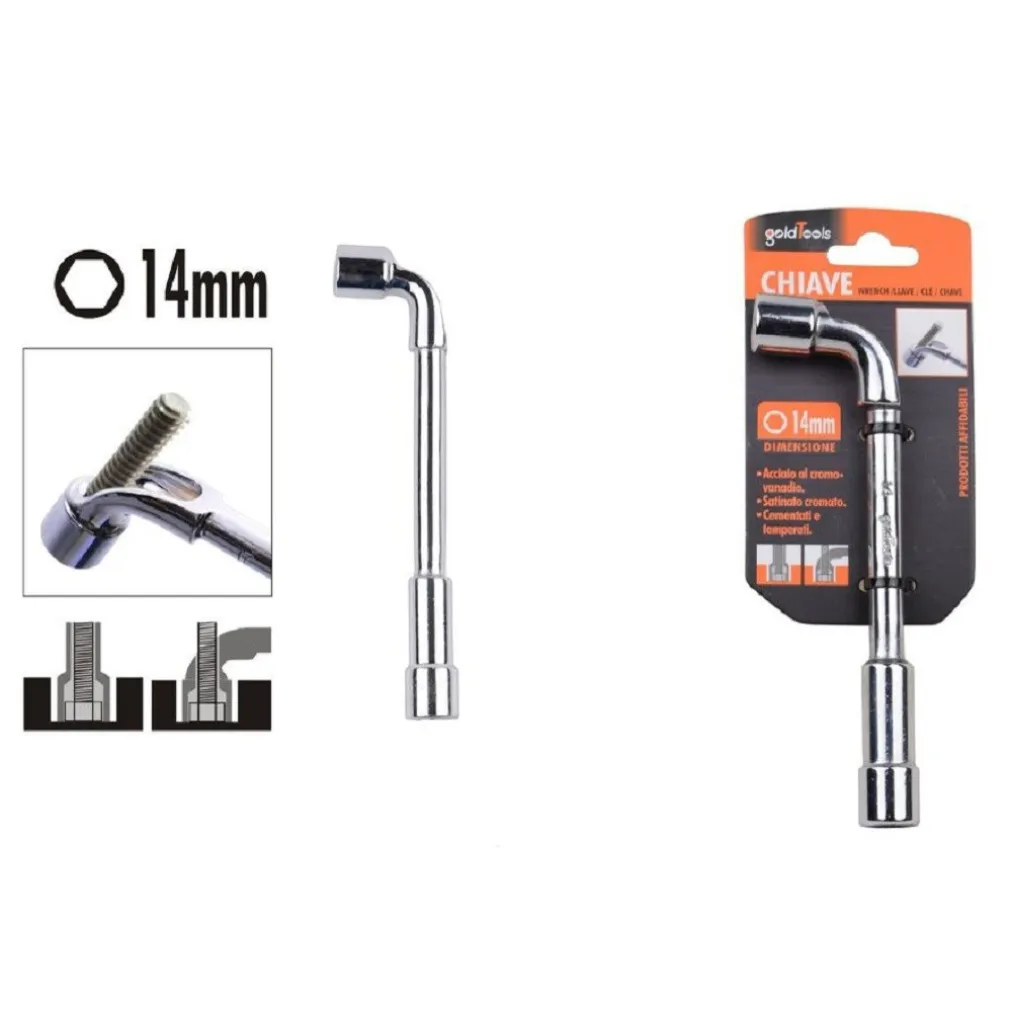 CHIAVE TIPO L BUSSOLA 14MM BOCCA ESAGONALE CROMO VANADIO ACCIAIO 91622 FERRAMENTA