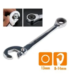 CHIAVE UNIVERSALE 8-14 MM CRICCHETTO A TESTA POLIGONALE ANELLO 13 MM PINZA 91746