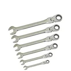 Chiavi combinate a cricchetto con snodo set 6pz in acciaio cromo vanadio