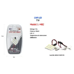 CHIP LED T10 2 WATT 12V 12 LED 6000K AUTO LUCE ULTRA LUMINOSE MAXTECH L-M02