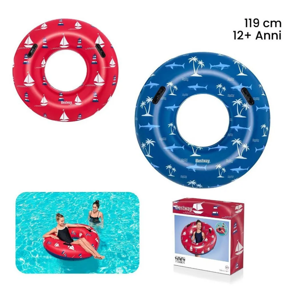 CIAMBELLA GONFIABILE FASHION NAUTICAL SALVAGENTE 119CM CON MANIGLIE ESTATE 36353