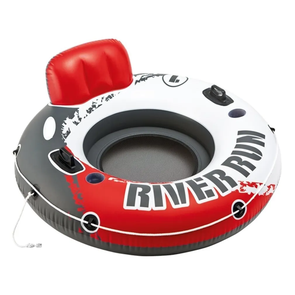 CIAMBELLA POLTRONA GONFIABILE 135 CM SCHIENALE CON RETE E PORTABIBITE ROSSO