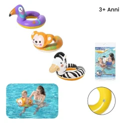 CIAMBELLA SALVAGENTE GONFIABILE BAMBINI CON TESTA ANIMALI SAFARI ASSORTITI 36112