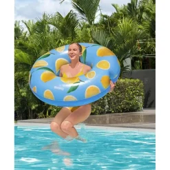 CIAMBELLA SALVAGENTE GONFIABILE PER PISCINA STAMPA AL LIMONE PROFUMATO Ø119CM 019976