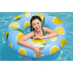 CIAMBELLA SALVAGENTE GONFIABILE PER PISCINA STAMPA AL LIMONE PROFUMATO Ø119CM 019976