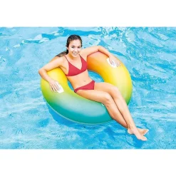 CIAMBELLONE GONFIABILE GALLEGGIANTE PISCINA MARE ARCOBALENO MANIGLIE 122CM 58202
