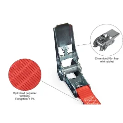 CINGHIA A CRICCHETTO MONOBLOCCO 500 DAN LUNGHEZZA 4METRI ROSSO X 25MM MAX 500KG