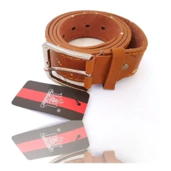 CINTA CINTURA UOMO PELLE MARRONE EFFETTO SCHIZZO ELEGANTE GLAMOUR FASHION