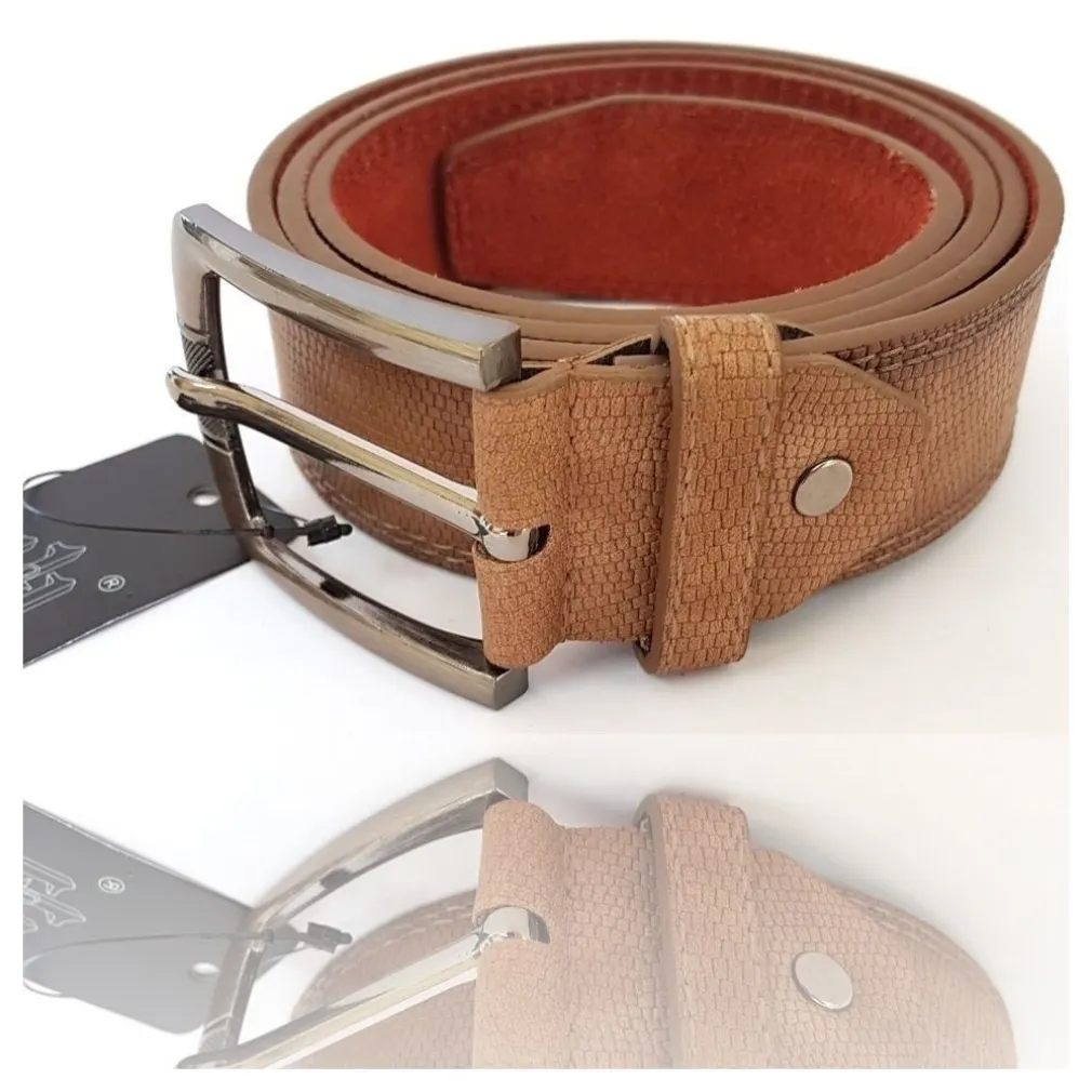 CINTA CINTURA UOMO PELLE MARRONE A-619 ELEGANTE GLAMOUR FASHION SERPENTE