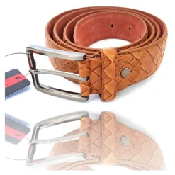 CINTA CINTURA UOMO PELLE MARRONE A-533 ELEGANTE GLAMOUR FASHION SQUAME
