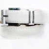 CINTURA DONNA BIANCO ECOPELLE PELLE CINTA TESSUTO FIBBIA IN METALLO BRILLANTINI