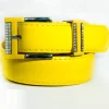 CINTURA GIALLO ECOPELLE PELLE CINTA TESSUTO FIBBIA IN METALLO BRILLANTINI