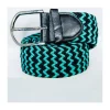 CINTURA UOMO DONNA INTRECCIATA VERDE NERO CORDA CINTA TESSUTO FIBBIA IN METALLO