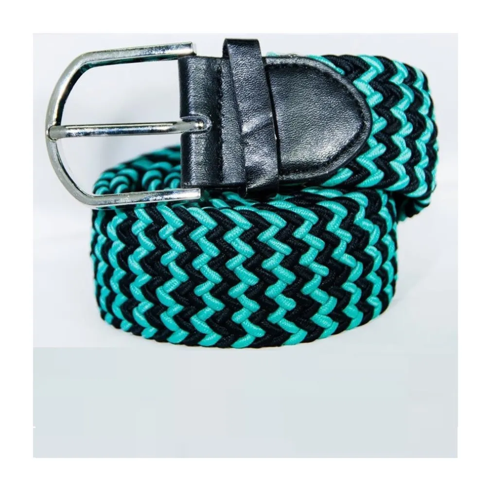 CINTURA UOMO DONNA INTRECCIATA VERDE NERO CORDA CINTA TESSUTO FIBBIA IN METALLO