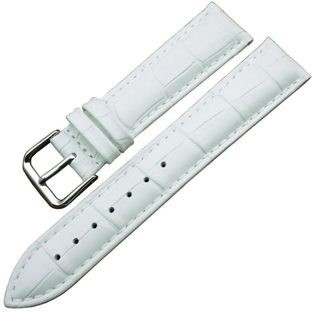 CINTURINO IN PELLE UNIVERSALE RICAMBIO PER OROLOGIO LARGHEZZA 12MM BIANCO