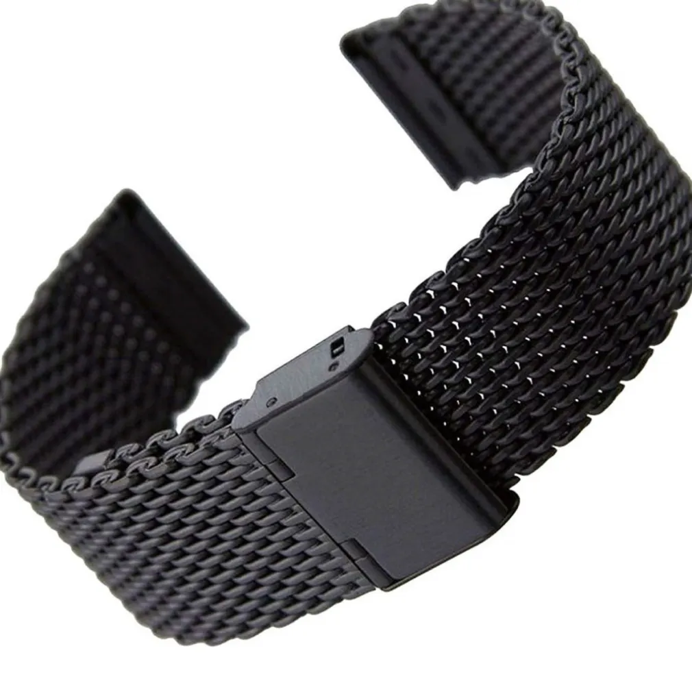 CINTURINO MAGLIA MILANO UNIVERSALE RICAMBIO OROLOGIO LARGHEZZA 22MM NERO