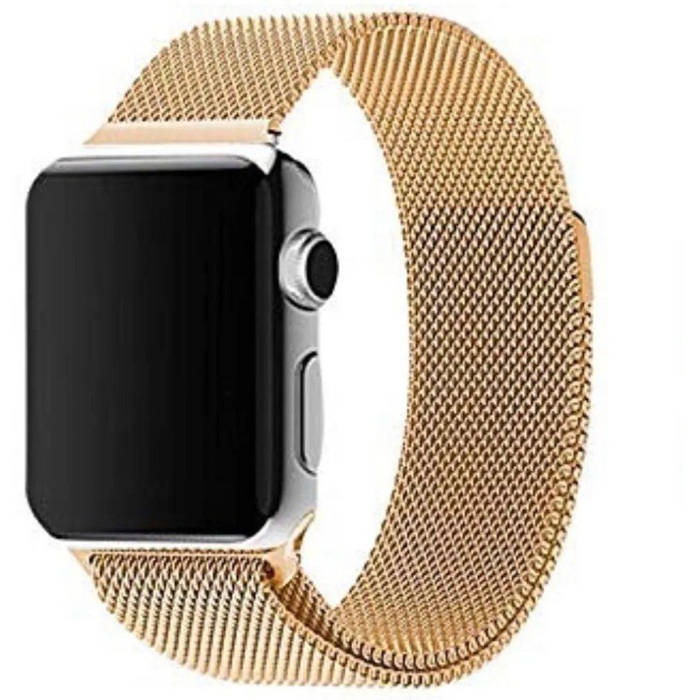 CINTURINO ORO 42MM MAGLIA MILANESE IWATCH SERIE 3/2/1 CHIUSURA MAGNETICA