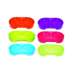 CIOTOLA 2 VASCHETTE PLASTICA 28x13,5x6,5 CM PER COCKER CANE GATTO ANIMALI DOMESTICI MANGIATOIA CIBO ACQUA