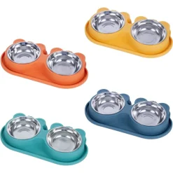 CIOTOLA ALIMENTARE ACCIAIO ANTI PERDITA FONTANA ACQUA DISPENSER CIBO CANI GATTI