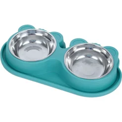 CIOTOLA ALIMENTARE ACCIAIO ANTI PERDITA FONTANA ACQUA DISPENSER CIBO CANI GATTI