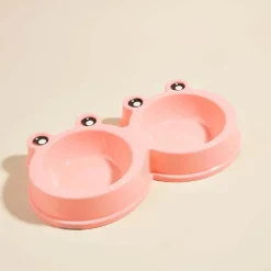 CIOTOLA CON DESIGN RANA PER CANE GATTO ANIMALE DOMESTICO DOPPIO PER CIBO ACQUA