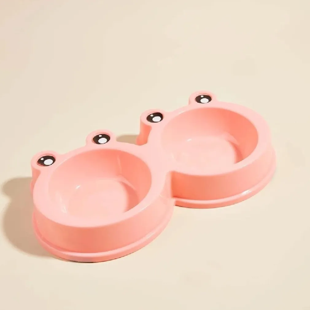 CIOTOLA CON DESIGN RANA PER CANE GATTO ANIMALE DOMESTICO DOPPIO PER CIBO ACQUA