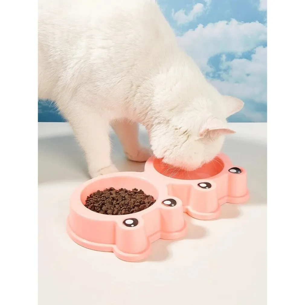 CIOTOLA CON DESIGN RANA PER CANE GATTO ANIMALE DOMESTICO DOPPIO PER CIBO ACQUA