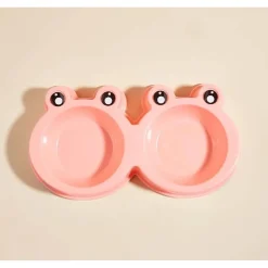 CIOTOLA CON DESIGN RANA PER CANE GATTO ANIMALE DOMESTICO DOPPIO PER CIBO ACQUA